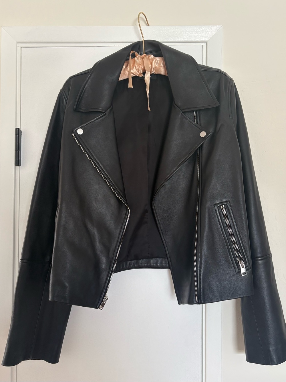 Theory Black Leather Moto Jacket